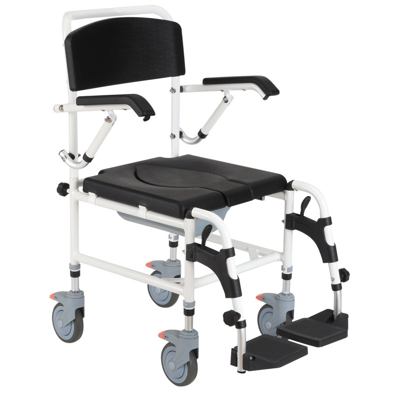 Accessibility Commode WheelChair with 4 Castor Wheels, Rectangle